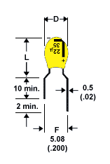 Radial Dipped Tantalum Capacitors Lead Style 1